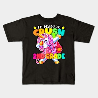 Crush 2Nd Grade Dabbing Unicorn Back To School Girls Kids T-Shirt